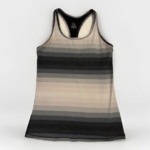 Nike Dri-Fit Women's‎ Tank Top Size Medium Gray & White Striped Built In Bra EUC